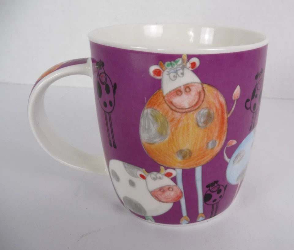 Maxwell & Williams Coffee Tea Mug Abstract Cows Purple Base Fine Porcelain - Image 4 of 4