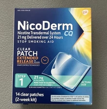 Nicoderm CQ Step 1 Nicotine Patches Stop Smoking 21 Mg 14 ct Exp. 10/2027