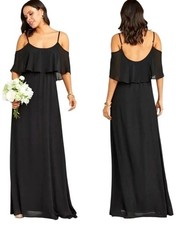 Show Me Your Mumu Dress Women XXS Black Chiffon Caitlin Ruffle Maxi Gown NWT