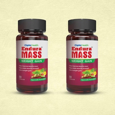 Endura Mass Ayurvedic Weight Gain Capsules 50 Capsules   Pack of 2