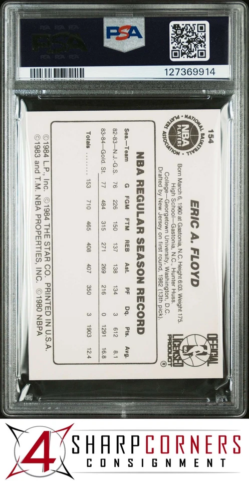 1984 STAR #154 SLEEPY FLOYD RC POP 8 PSA 8 - Image 2 of 3