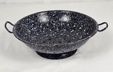 Vintage Graniteware Enamel Colander Rustic Fa...