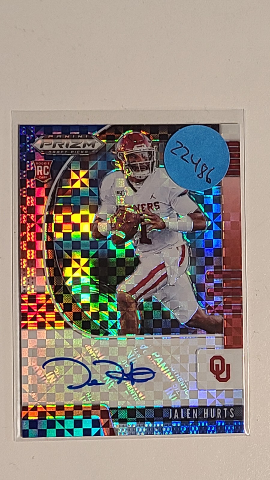 2020 PRIZM DRAFT JALEN HURTS RED/WHITE/BLUE AUTO RC #99 71/99