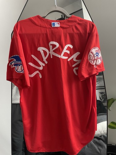 Supreme x Yankees Baseball Jersey Red SS15 - SKU (SS15KN3 RED)- Mens Size XL