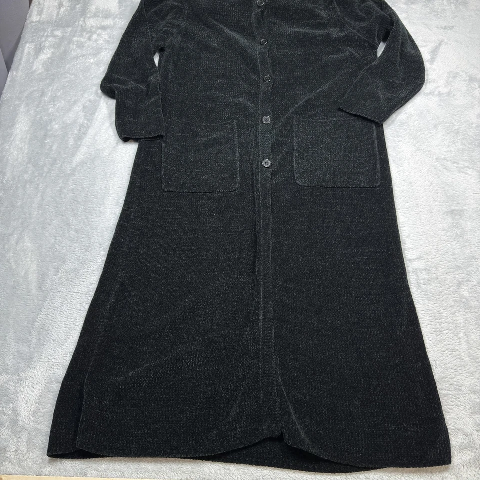 Denim & Co Sweater Womens Large Hooded Long Button Front Knit Cardigan Coat - Image 2 of 4