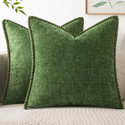 18x18 Inch Throw Pillow Covers, Forest Green Couch Cushion Covers, 2 Pack