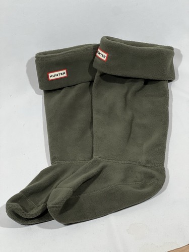 Hunter Welly Boot Socks Large Female (8-10) Male (7-9) Unisex Olive Green Fleece - 第 18/24 張圖片