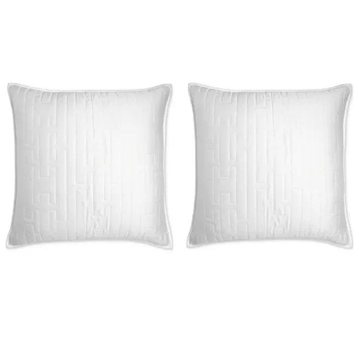 Hotel Collection "Chain Links" Euro Shams, Set Of 2, White, Quilted, NWOT - Image 2 of 4