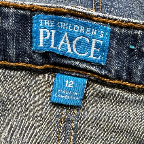 The Childrens Place Girls Denim Blue Jean Skirt Embroidered Patched Floral 12 - Picture 9 of 11