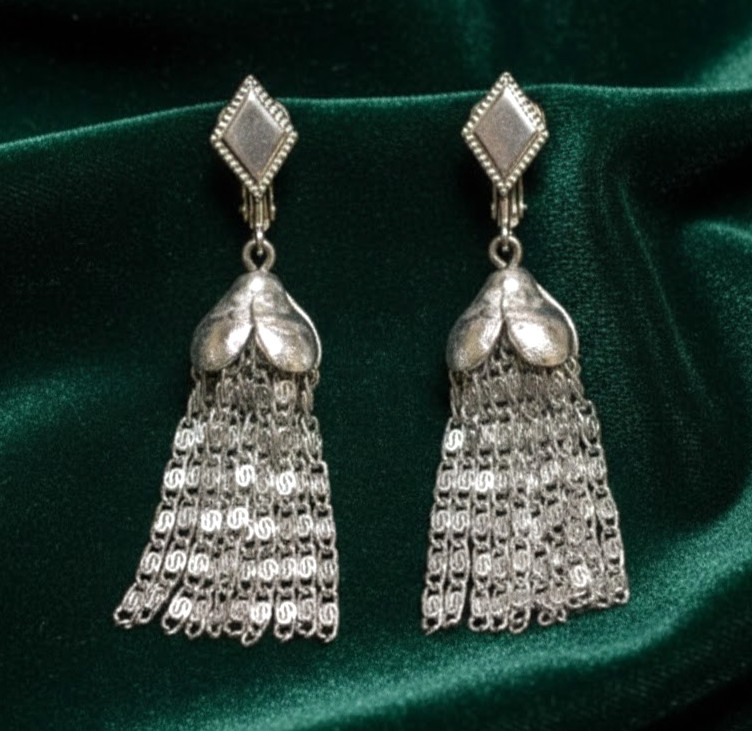 Vintage Tassel Earrings Clip Ons signed Sarah Coventry 70s mid century