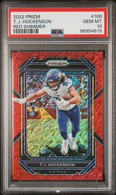 2021 Prizm - TJ Hockenson #100 Red Shimmer Prizm 10/35 (RC) PSA 10
