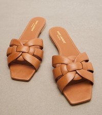 SAINT LAURENT Tribute Nu Pieds 05 leather slides sandals brown - 38.5 $1100 YSL