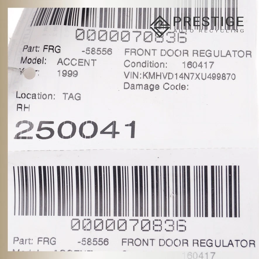 Regulador de ventana de puerta HYUNDAI ACCENT 1995-1999 sin motor delantero derecho 82402-22200 Foto 3 de 3