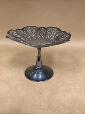 Vintage F.B. Rogers Silver Plated Round Serving Tray 12" Etched Scroll Rope Edge