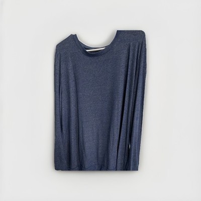 PUREJILL Womens Top SIZE 2X Stretch Cotton Crew Neck Tee Long Sleeve Blue