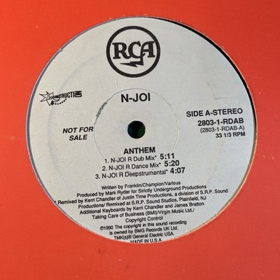 N-Joi - Anthem 12  Vinyl 1991 House Music