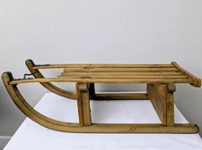 Antique Wood Sled 1900s Iron 32" Snow Sleigh Vintage Made Into Decorative Shelf