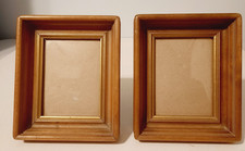 Pair Vintage Wood Photo Picture Frame with Gold Trim Inlay Velvet Back for 3x5"