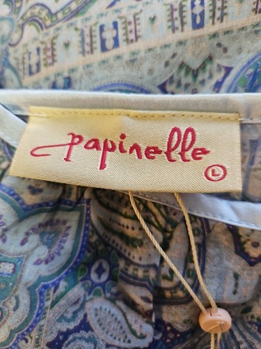 NWT Papinelle NAHLA CRYSTAL BLUE PAISLEY Light Cotton Maxi Nightgown L POCKETS - Picture 6 of 8