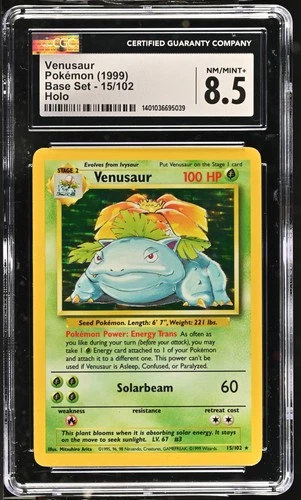CGC 8.5 Venusaur 1999 Base Set 15/102 Holo Pokemon