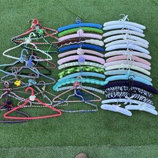 Large Lot Of Satin Padded And Crocheted Hangers Vintage Handmade