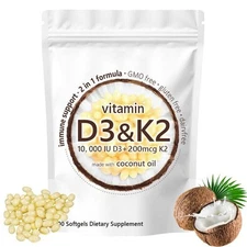 2 in 1 Vitamin D3 K2 Softgels Supplement Softgel 10000 IU VIT D3 200 K2