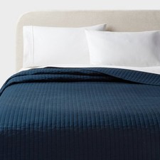 King Washed Cotton Sateen Quilt Dark Navy - Threshold