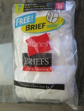 NIP Vintage 2000 Hanes Men's White Briefs Underwear Size 38 Cotton 7 Pair
