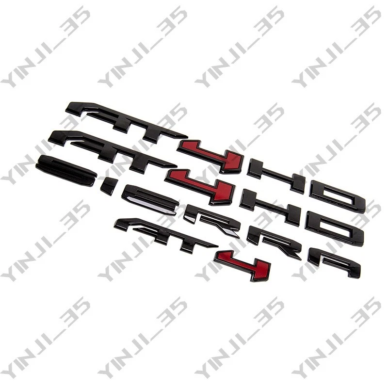 4 PIEZAS Negro Brillante Rojo AT4 HD Emblemas Sierra Letras Apto para GMC Sierra 2500HD 3500HD Foto 2 de 4