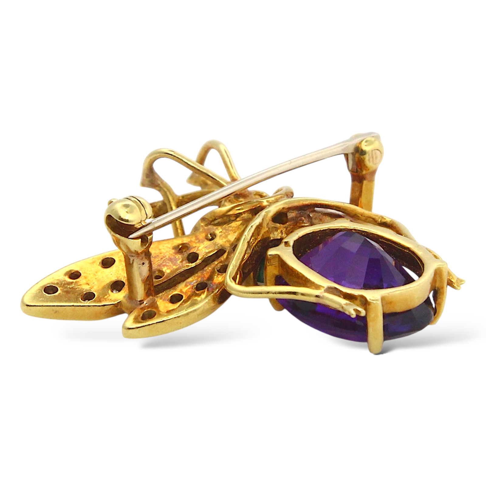 Insect Bug Diamond Amethyst Emerald Ruby Brooch P… - image 5
