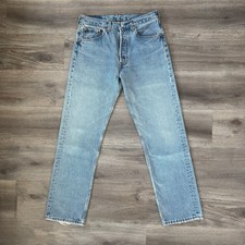 30x29 Vintage Levi s 501 Jeans 1990s Red Tab Light Wash Straight Leg USA