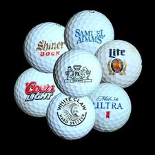 10-Ball Beer & Tobacco Logo Golf Ball Display Set – 5A Collector Grade