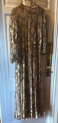 Zara Gold Paisley Maxi Dress Trinny favourite Vampire’s Wife style M - Image 1 of 4