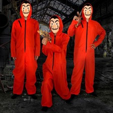 Money Heist Costume Salvador Dali La Casa De Papel Cosplay Red Jumpsuit Mask