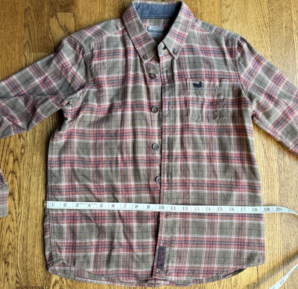 Camisa con botones de franela Southern Marsh para niños talla grande tonos tierra a cuadros Foto 3 de 4