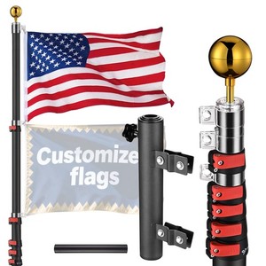 Yescom EZ GO 20FT RV Flag Pole Kit, Telescoping Black Flag Pole w/ Ladder Mount