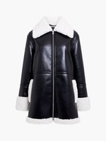 French Connection Women's Ajani Polyurethane Faux Fur Coat Black