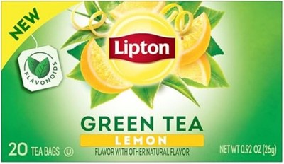Lemon Green Tea Bags, Flavored, Unsweetened Teabags for Hot Tea or
