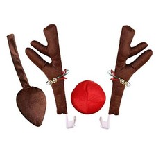 Car Decoration Christmas Antlers, Nose  Tail - Auto Reindeer Antlers Red 2 