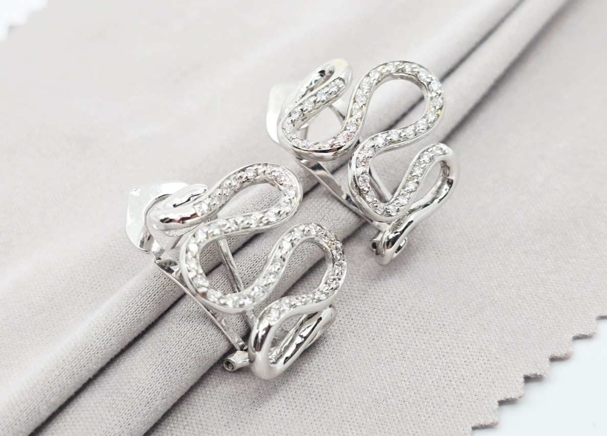 Unique 18K Solid White Gold Serpentine Snake Wavy… - image 2