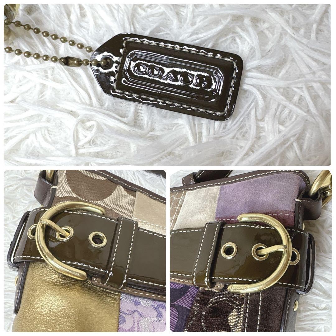 COACH Patchwork Suede Leopard Print Crossbody Sho… - image 13