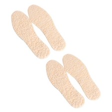 2 Pairs Kids Warm Shoe Insoles Beige Breathable Imitation Wool Cuttable