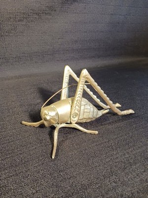 Vintage Solid Brass Grasshopper Locust Cricket Paperweight 6''× 3'' Approx.6.5oz.
