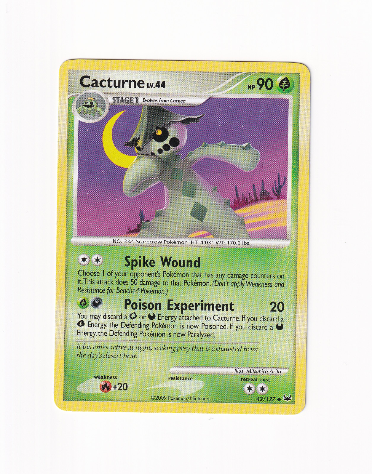 Cacturne 42/127 Platinum 2009 Regular Non Holo Pokemon Card Light Played LP