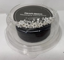 Copricapo a grappolo David's Bridal cristallo floreale e perle NUOVO in SCATOLA