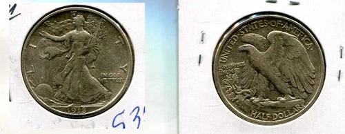 1918 D WALKING LIBERTY SILVER HALF DOLLAR AU CL 5357T