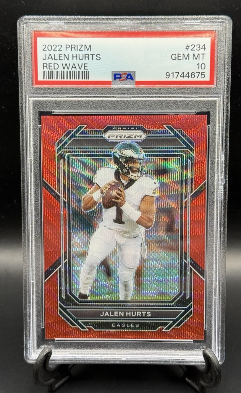 Jalen Hurts Red Wave /149 SP 2022 Panini Prizm #234 Eagles Super Bowl MVP PSA 10 view 3
