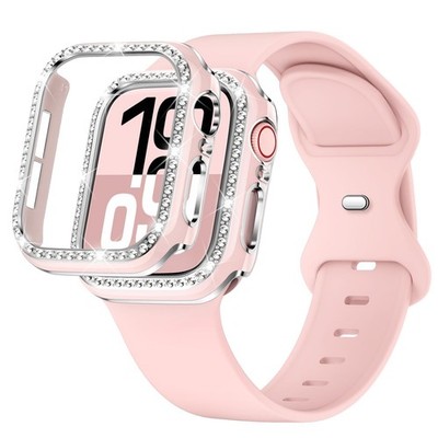 Compatible Apple Watch Band 46mm Series 11/10 Silicone Pinksand XYF Bands Women