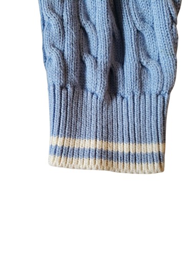 John Galt M/L Womens Blue Cable Knit Pullover V-Neck Sweater Light Academia - Picture 3 of 8