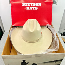 Stetson Carson 4X Beaver Cowboy Hat Cream Size 7 1/4 with Original Box